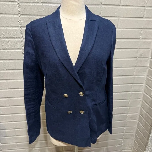 J McLaughlin Ressie Jacket Navy Double Breasted Blazer NWT Sz 8 Old Money Preppy - Picture 4 of 16